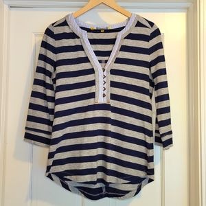 Anthropologie | Little Yellow Button Striped Top